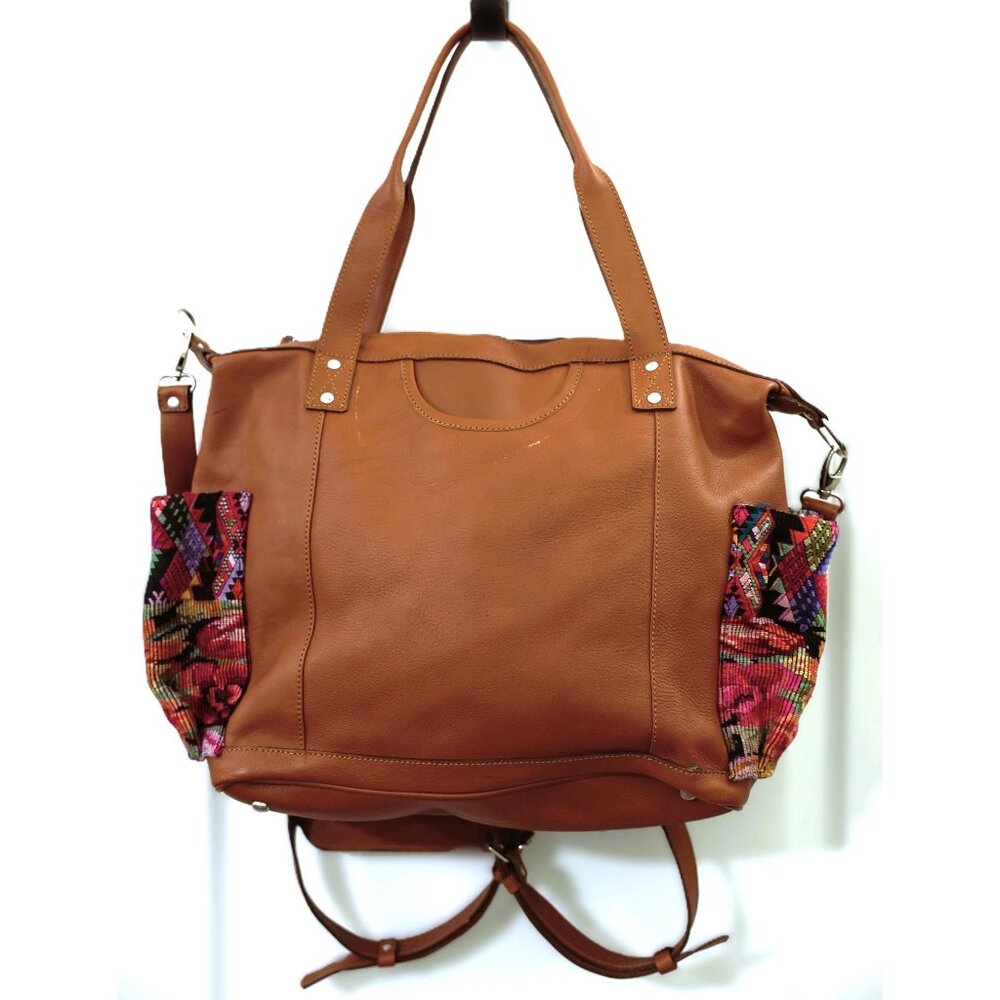 Guatemalan Convertible Bag | 100% Full-Grain Leather Vintage Huipil | Unique Bac